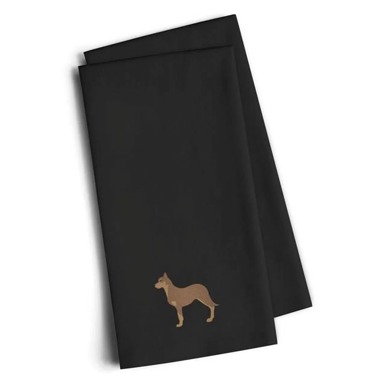 Carolines Treasures  Australian Kelpie Dog Black Embroidered Kitchen Towel - Black - 19in. H x 0.1in. W x 28in. L
