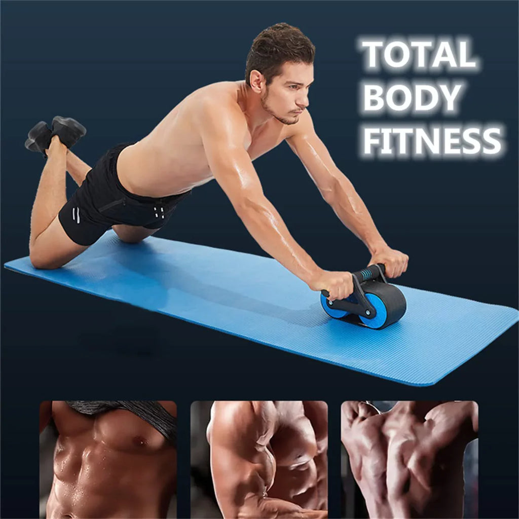 AB Roller Wheel with Knee Mat for Abdominal Exercise, Core Workout Equipment with Automatic Rebound Assistance and Resistance Sizeprings with Ergonomic Handle