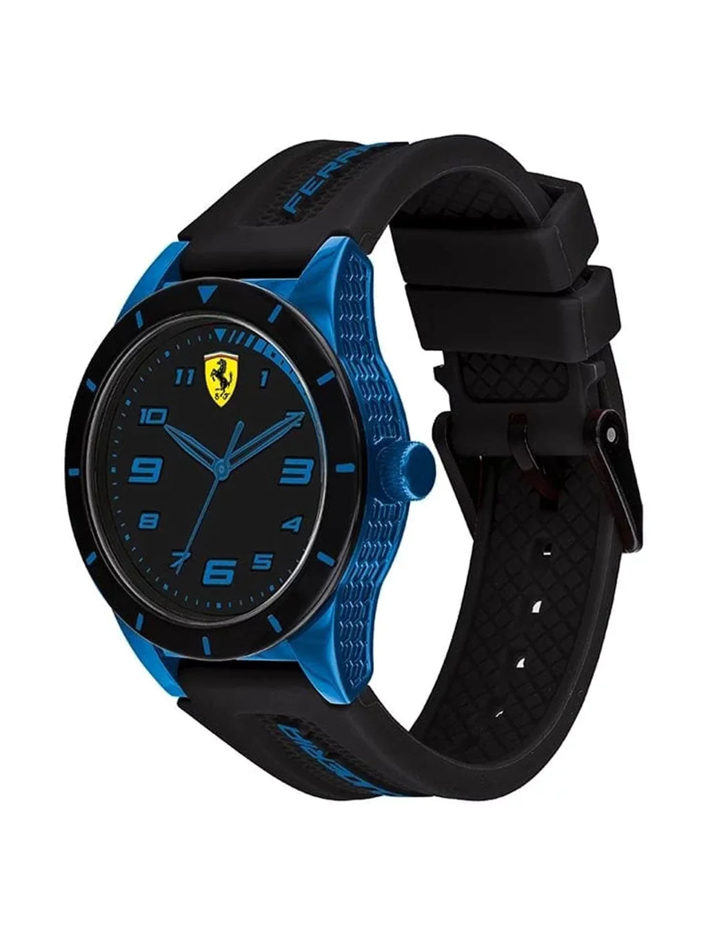 Ferrari Men's Redrev Black/Blue Sizeilicone Sizetrap Watch, 34mm Case
