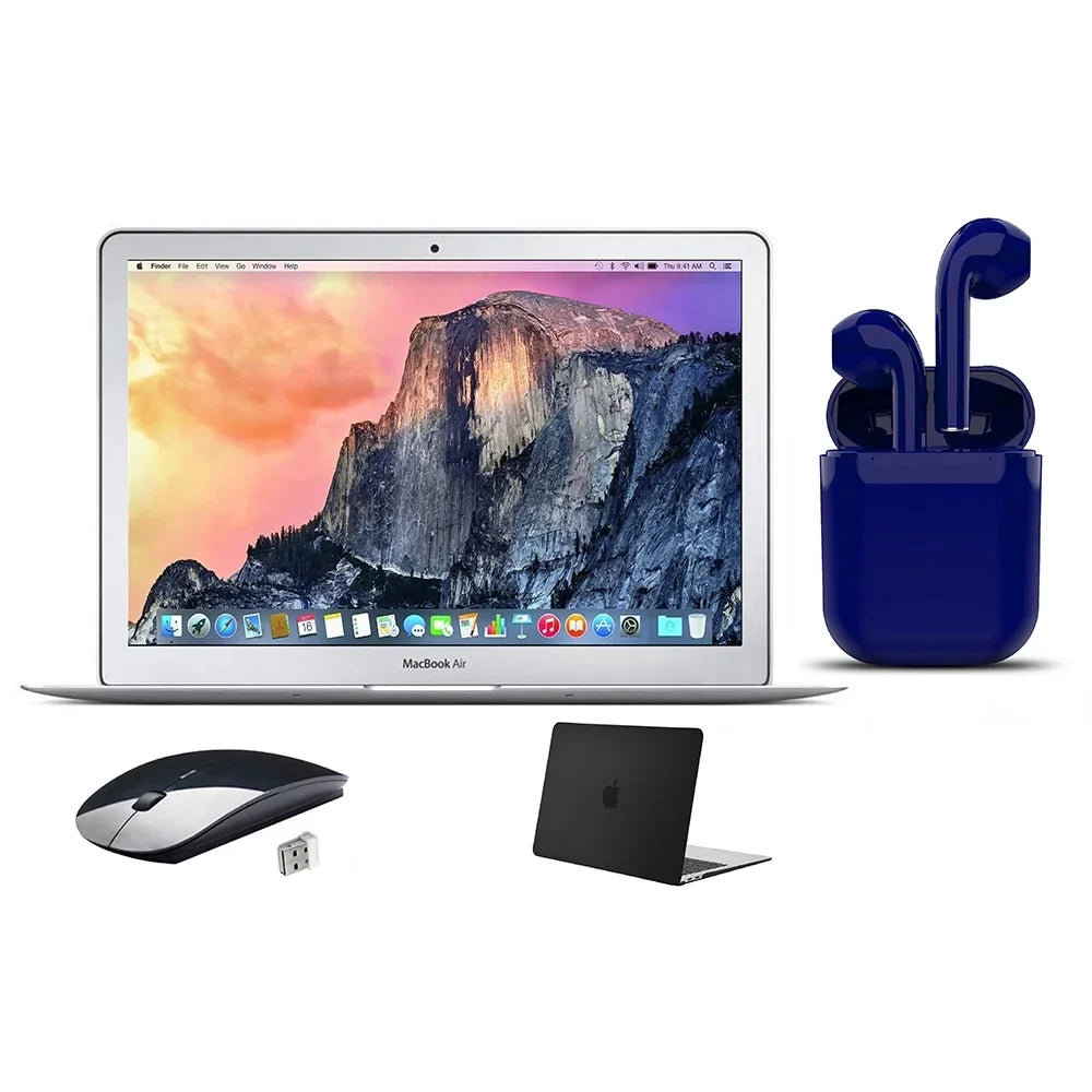 Restored Apple MacBook Air 13.3-inch Intel Core i5 4GB RAM Mac OSize 256GB SizeSizeD Bundle: Wireless Mouse, Black Case, Bluetooth/Wireless Airbuds By Certified 2 Day Express (Refurbished)