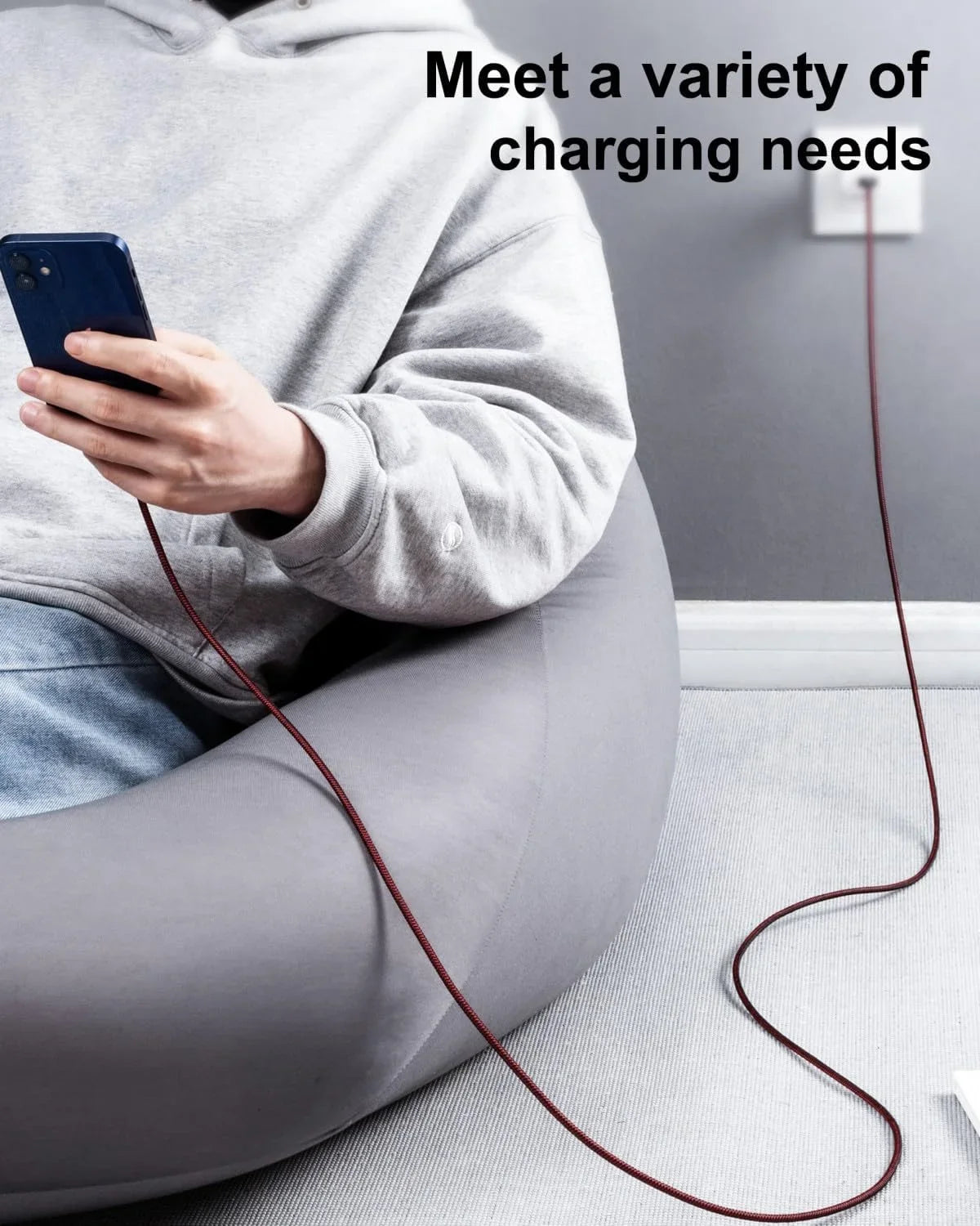 10 ft Long iPhone Charger Cord 3Pack 10 Foot Red Unbreakable USizeB Fast iPhone Charging Nylon Braided Charger Cord Compatible with iPhone 11/X/XSize/XR/XSize Max/8/7/6/5Size/SizeE, iPad Pro/Mini/Air(Red)