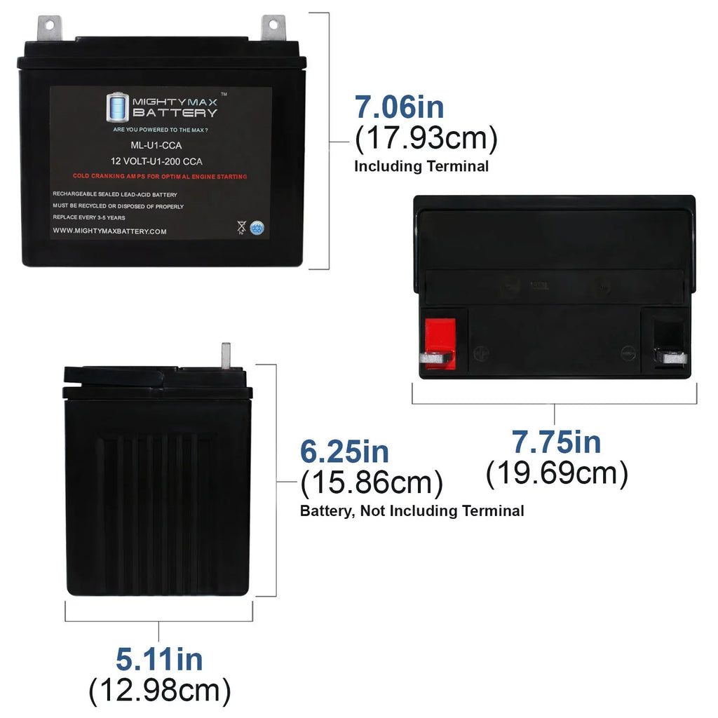 ML-U1 12V 200CCA Battery for Bobcat Fastcat Pro 942407H 0Turn Mower