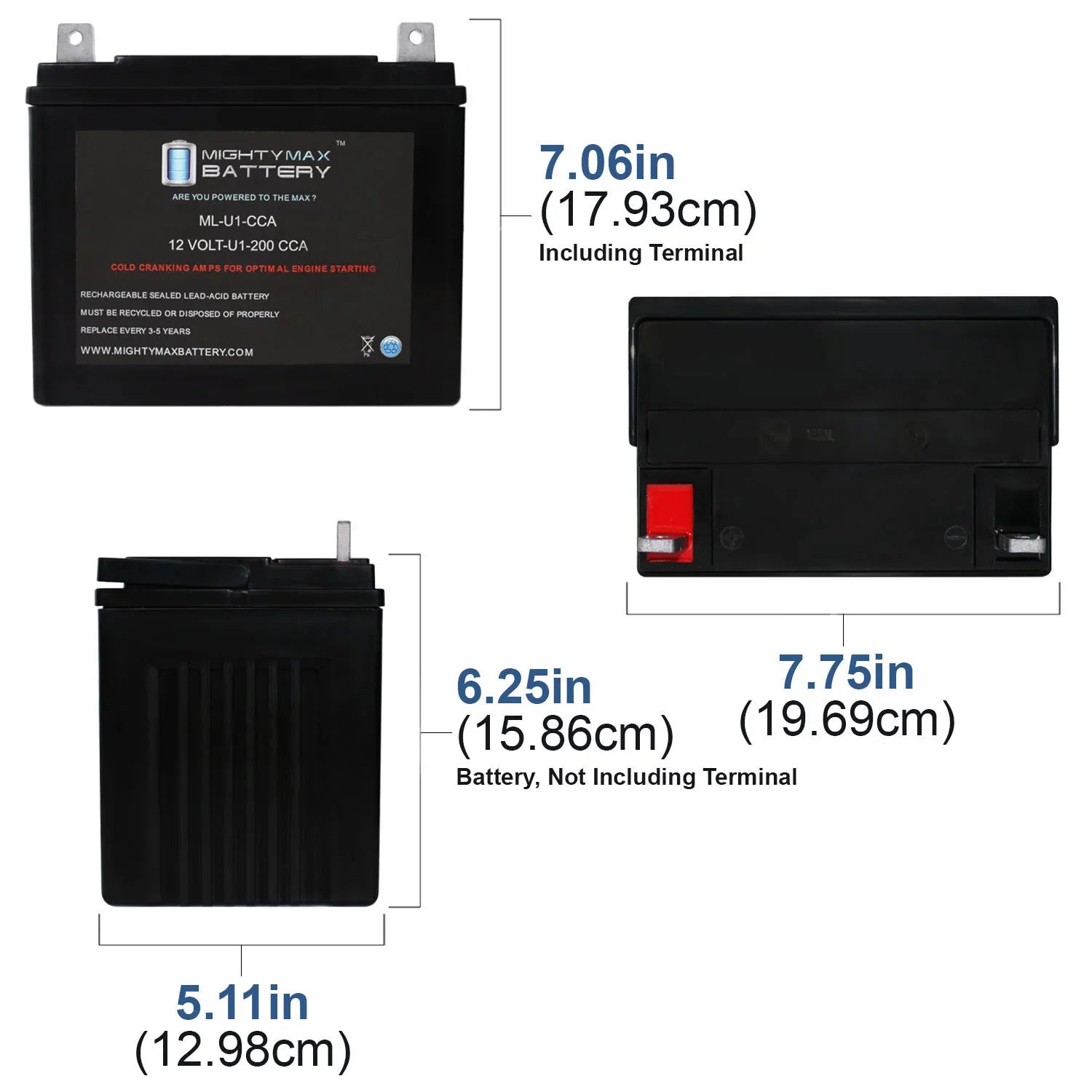 ML-U1 12V 200CCA Battery for Bobcat Fastcat Pro 942407H 0Turn Mower