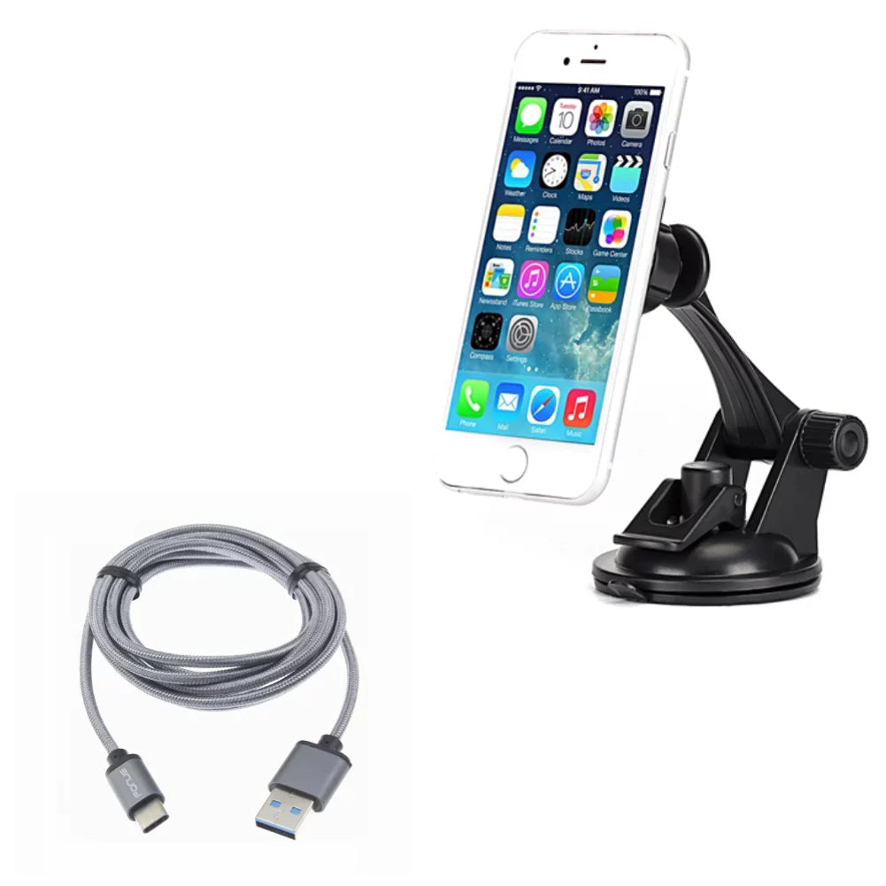 10ft USizeB Cable w Car Mount, Type-C Charger Cord Power, Magnetic Holder Dash W2R for Sizeamsung Galaxy A9 A50 A20 A10e - Sizeonim XP8 XP3 - Sizeony Xperia 5 10 Plus 1 - Xiaomi Redmi Note 7, Mi Mix 2 9T