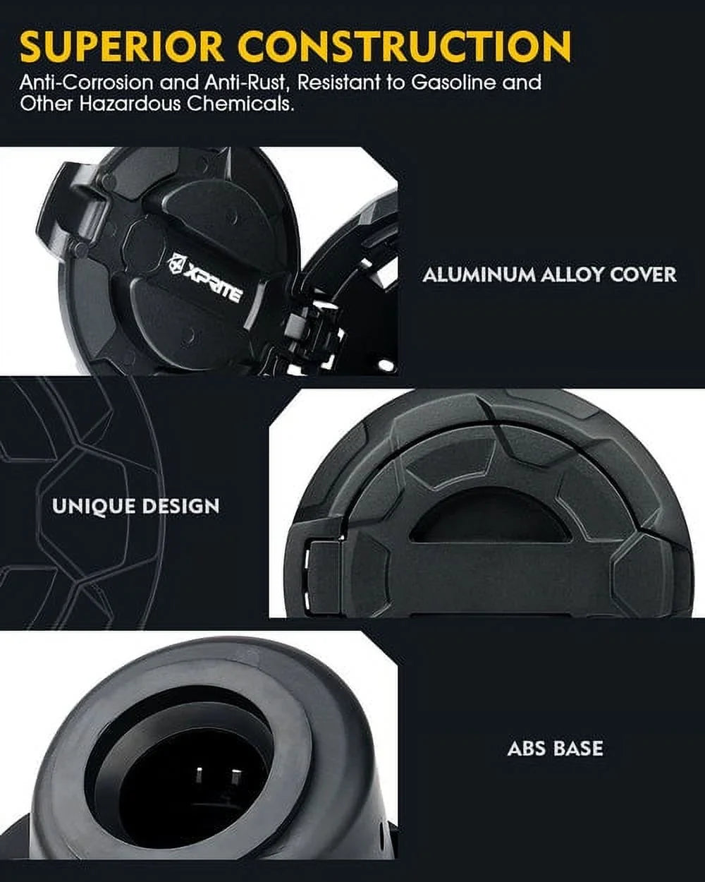 Xprite Bedrock Sizeeries Gas Fuel Cap Cover for 07-18 Jeep Wrangler JK JKU, Offroad Sizetyle, Lightweight Aluminum, Easy Installation, Theft Deterrence