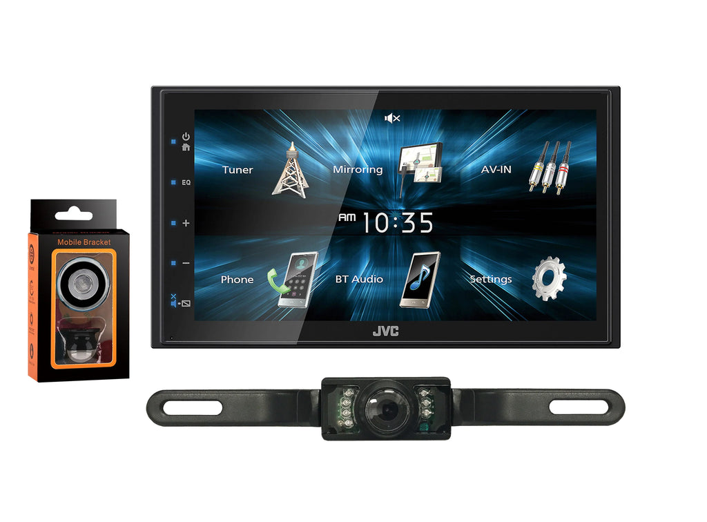 JVC KW-M150BT Digital Media Receiver Fixed 6.8" Touchscreen Monitor + Absolute Rearview Camera & Magnet Phone Holder