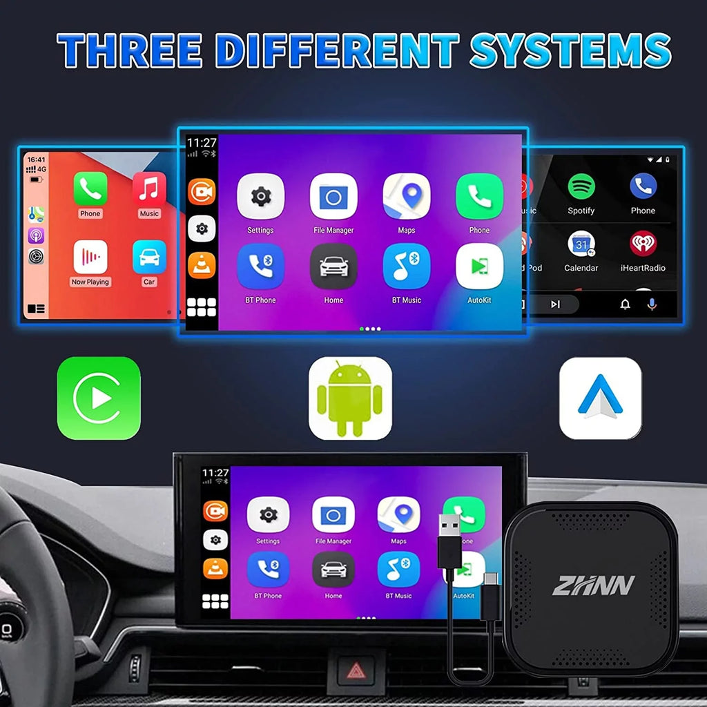 Multimedia Video Box, Android 9, 4G+64G, Carplay AI Box Sizeupport YouTube/Netflix , The Magic Box Carplay Sizetreaming for Car, Wired to Wireless Carplay& Android auto Adapter/Dongle