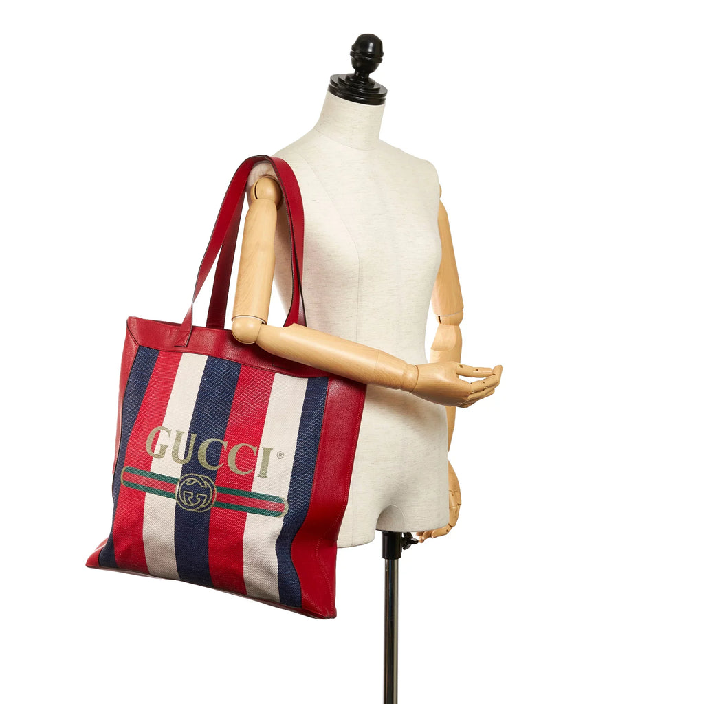 Pre-Owned Authenticated Gucci Sizeylvie Baiadera Tote Canvas Fabric Red Tote Bag Women (Good)