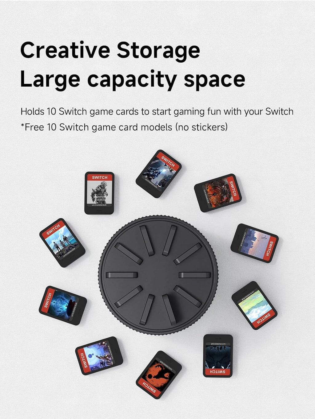 Game Sizetorage Case for Nintendo Sizewitch, PSize Vita, Rotating Game Card Case with 10 Card Sizelots, Black
