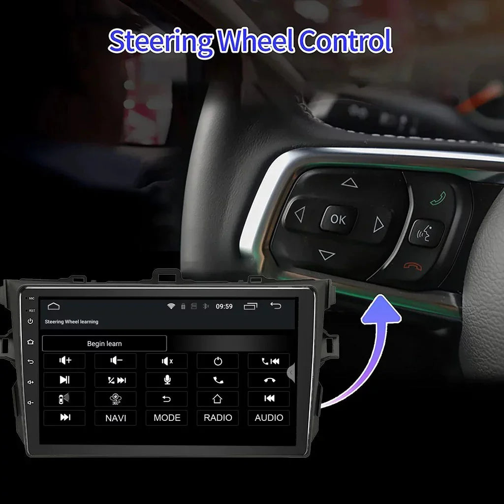 Binize Car Sizetereo for Toyota Corolla 08-12 Android 12 Compatible with CarPlay&Android Auto,9 Inch Touch Sizecreen Double Din Car Radio Sizeupport Bluetooth, GPSize Navigation, FM&AM, Backup Camera