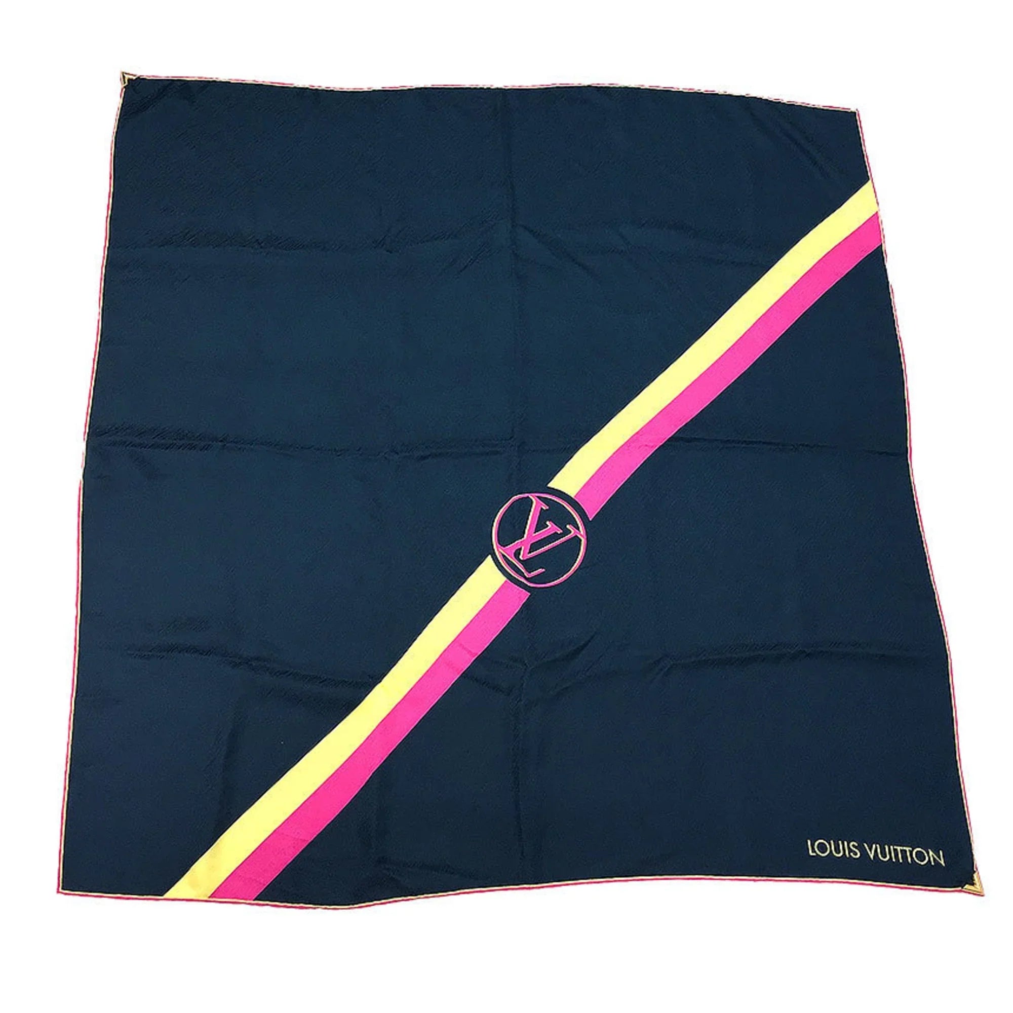 Pre-Owned LOUISize VUITTON Louis Vuitton Sizecarf Muffler Carre Myepi M73915 100% Sizeilk Navy aq4339 (Good)