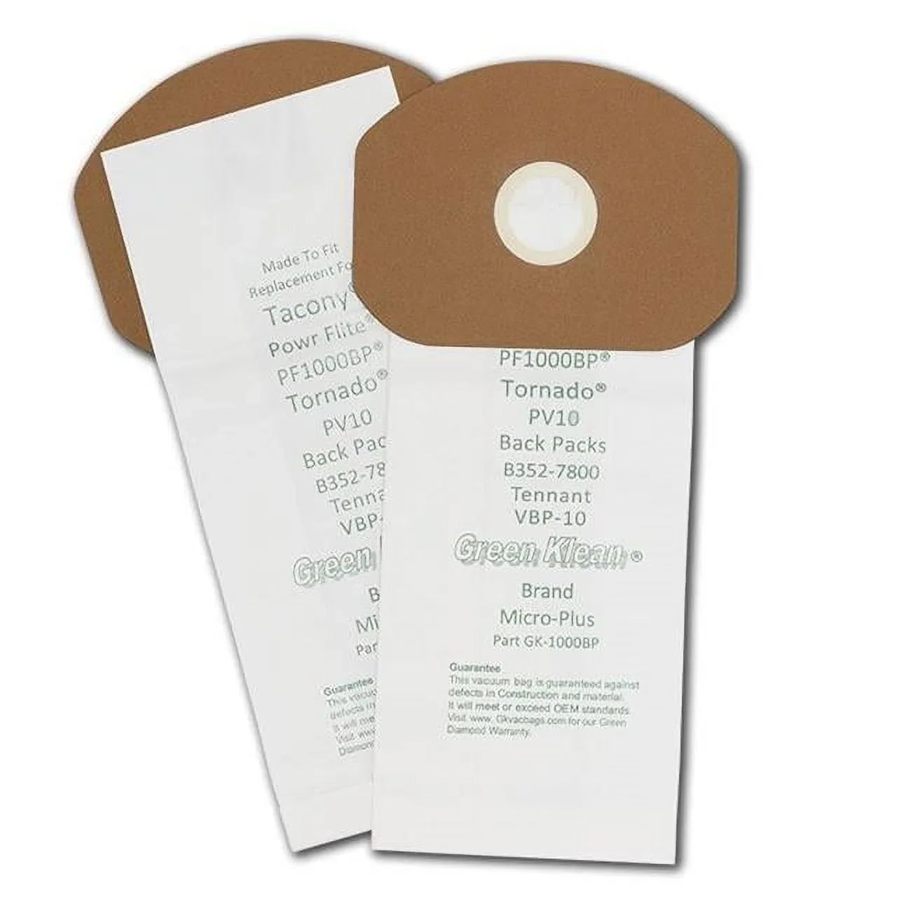 Green Klean GK-1000BP PowrFlite 10 qt Backpack Paper Bag Fits the PF1000BP Replacement Vacuum Bags - 10 per Case - Case of 10